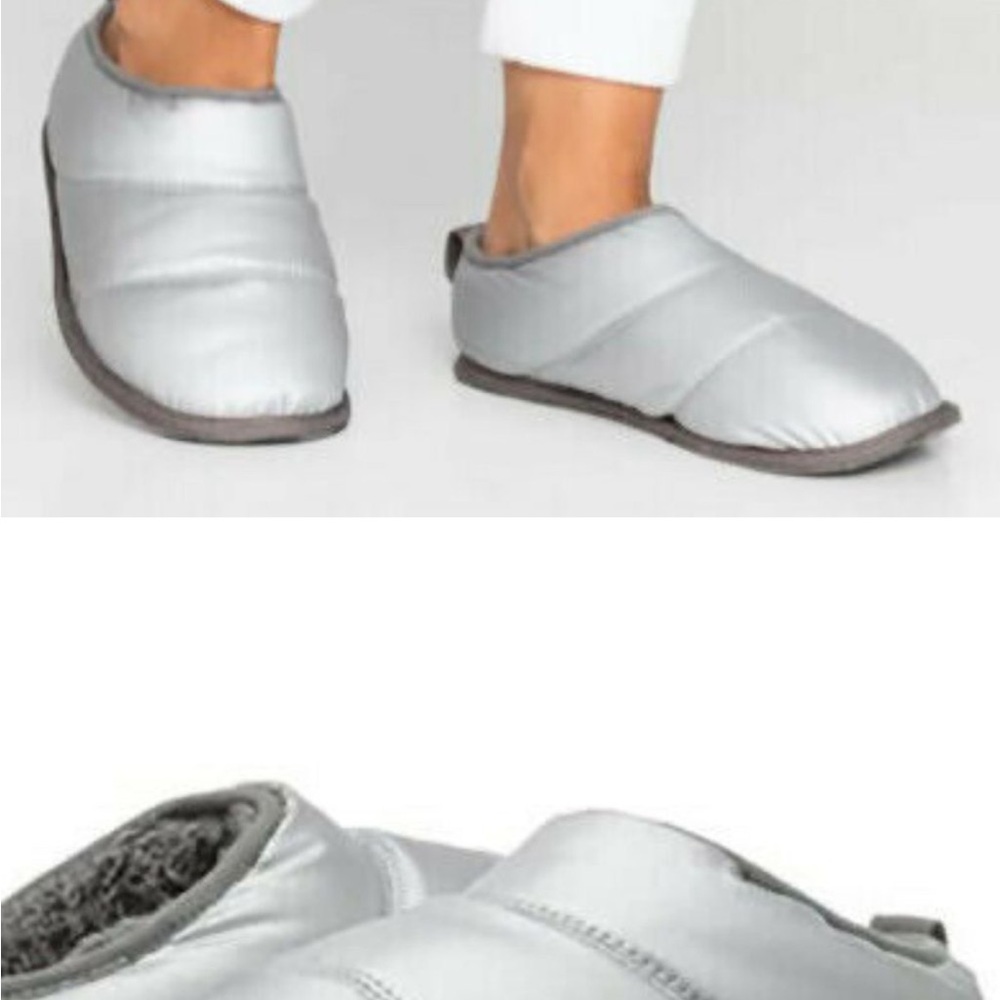 Sorel Hadley Pure Silver Puffy Winter Warm Slip On Slippers Shoes Flats 11
